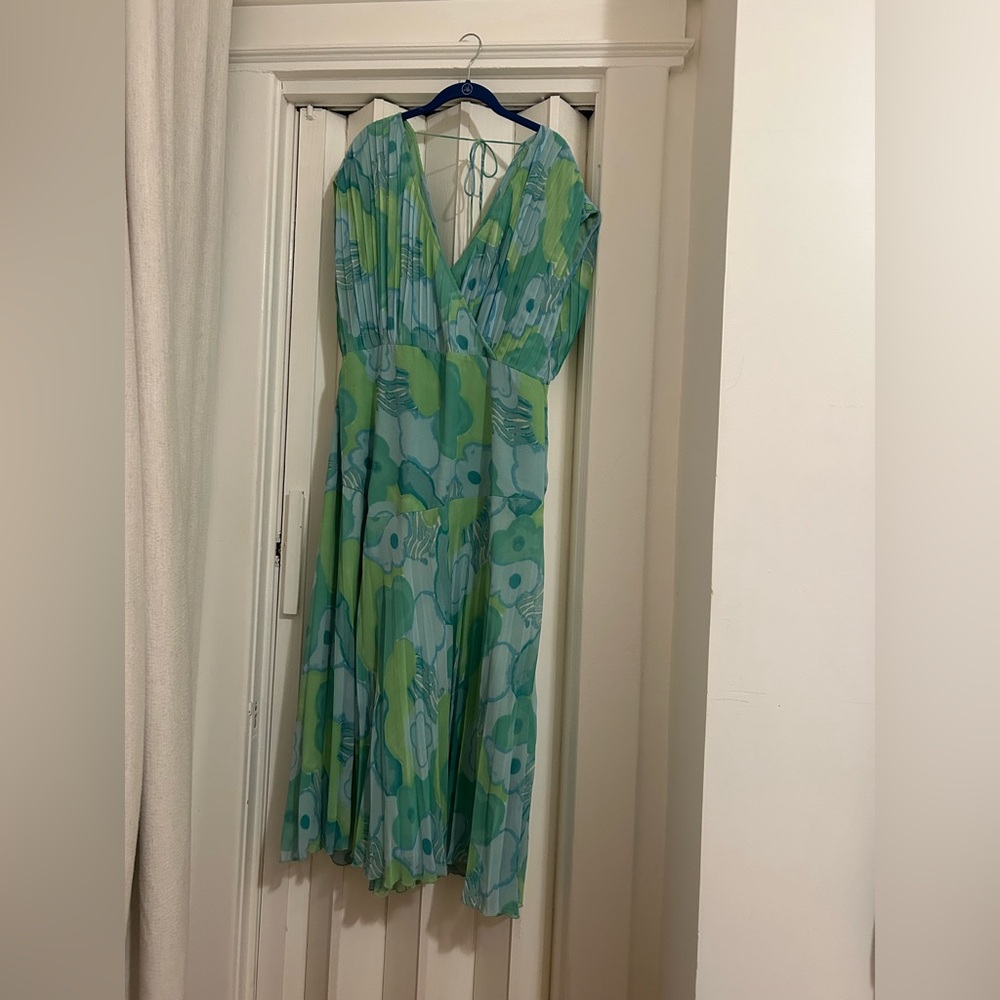 ASOS Curve Blue and Green Floral Midi Dress